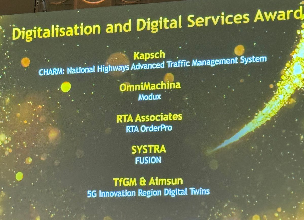 RTA Associates shortlisted for the ITS Awards in October (Intelligent Transport Industry) for their RTA OrderPro solution in the Digitalisation and Digital Services category.